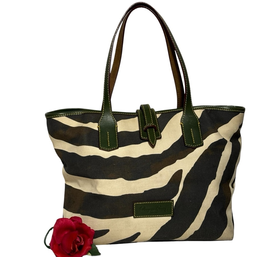 Dooney & Bourke Kristen Zebra Print Medium Canvas & Florentine Leather T…